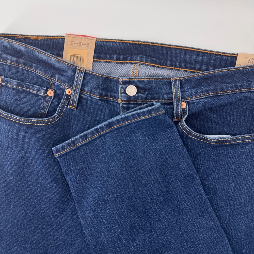 Levis 502 Taper Jeans Mens 36x32 Blue Stretch Regular Fit Dark Wash 295073198